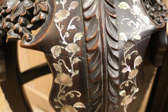 A Chinese hardwood and Mother of Pearl inlaid stand H.90cm